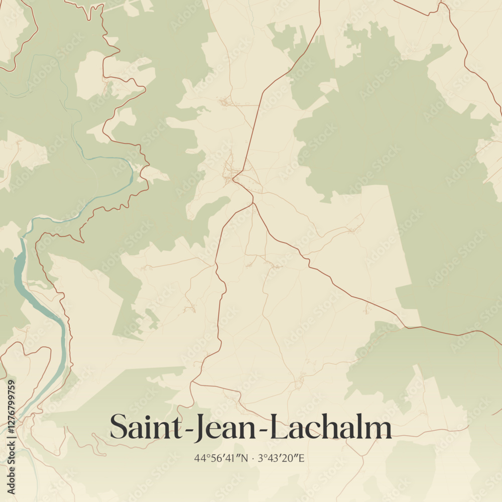 Obraz premium Vintage map of Saint-Jean-Lachalm, France.