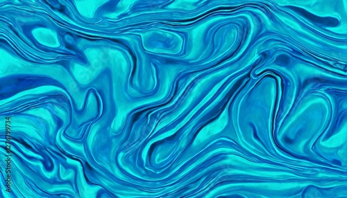 A blue abstract background with wavy lines and swirling shapes.