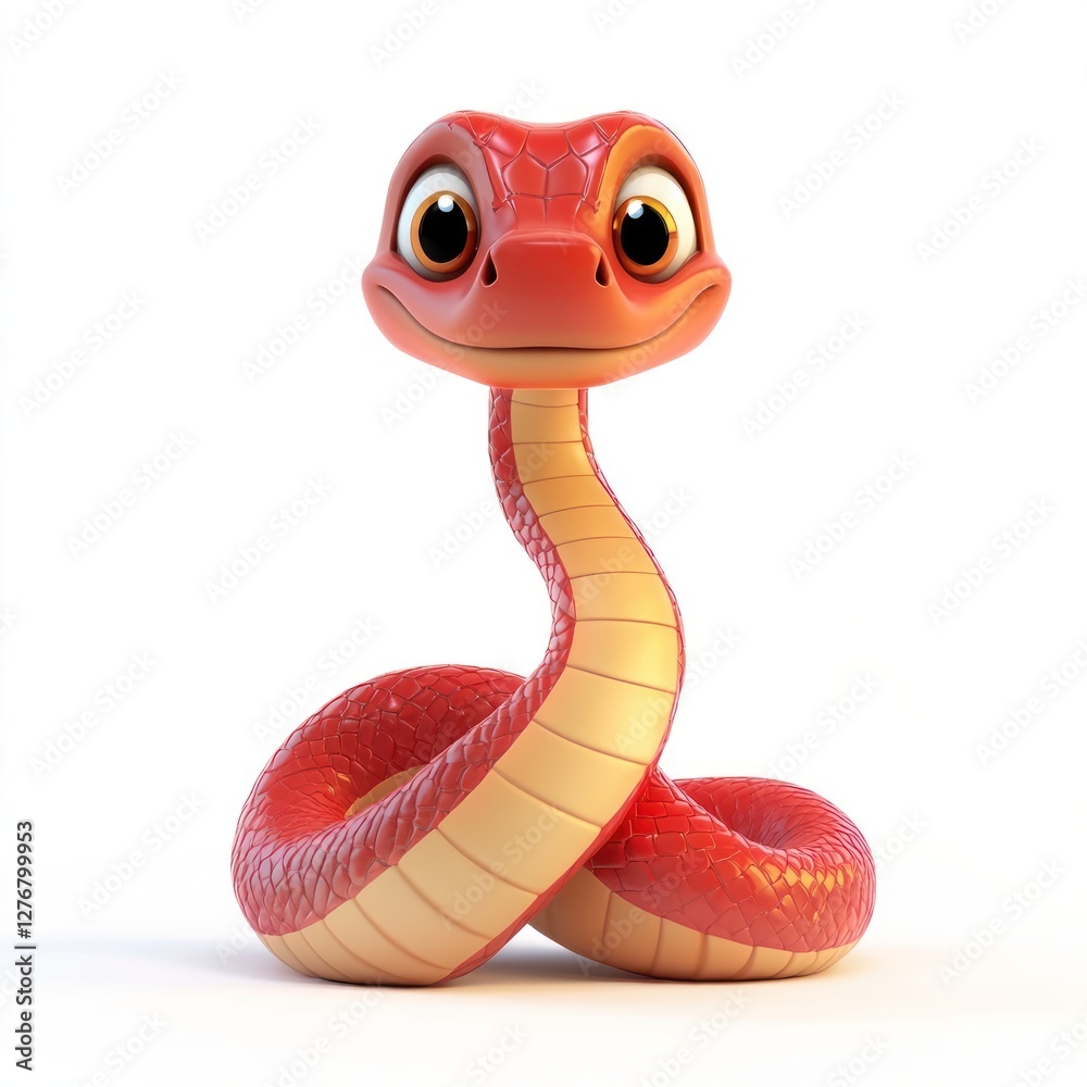 Fototapeta premium Red and gold snake illustration character cartoon.