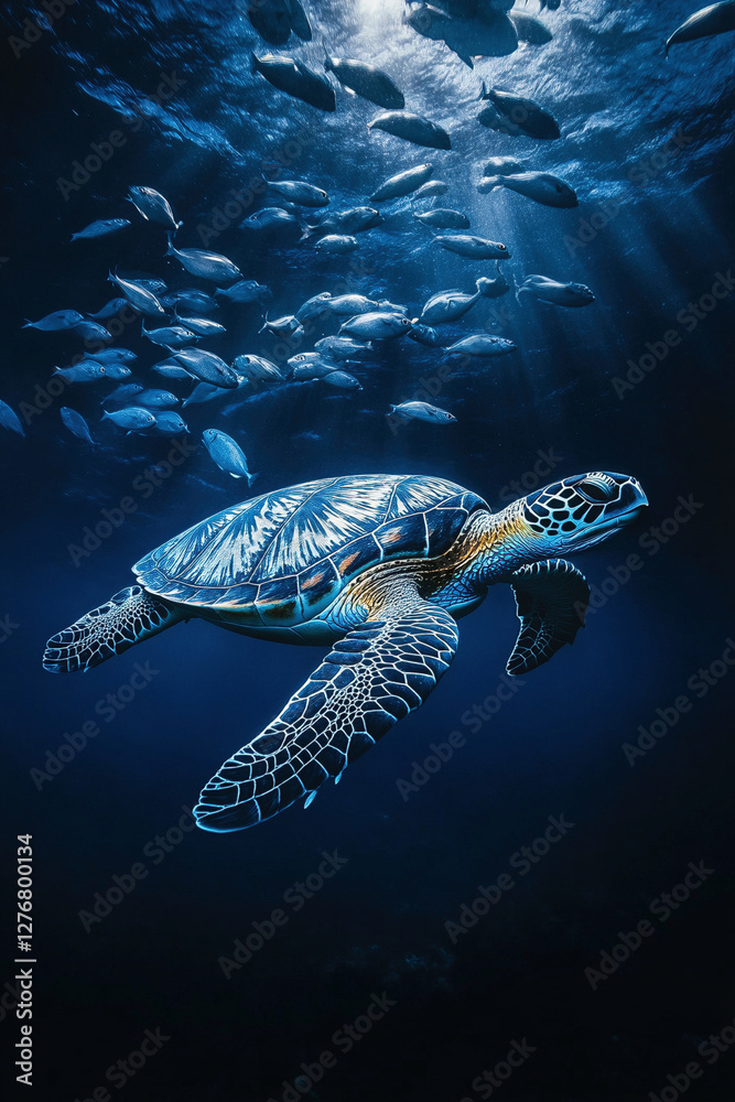 Fototapeta premium green sea turtle swimming
