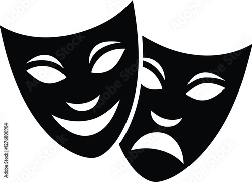 Theater masks  silhouette,masks clipart,Theater masks  vector art
