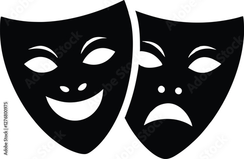 Theater masks  silhouette,masks clipart,Theater masks  vector art
