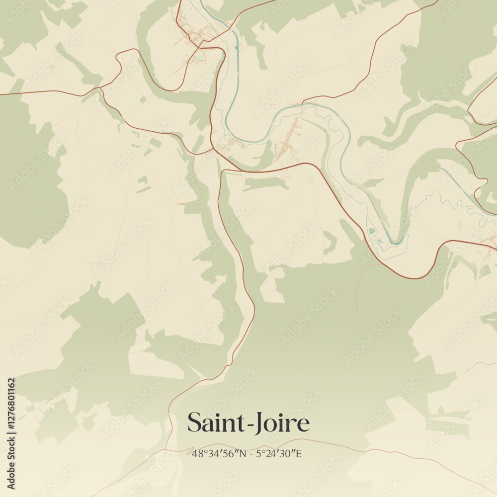 Fototapeta premium Vintage map of Saint-Joire, France.