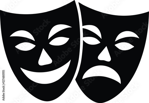 Theater masks  silhouette,masks clipart,Theater masks  vector art