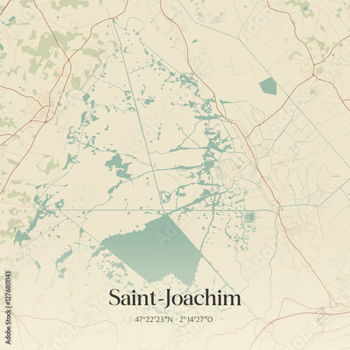 Vintage map of Saint-Joachim, France.
