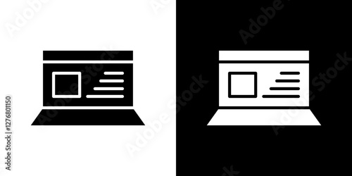 Native Advertising icon set. vector illustrations in black and white flat solid style