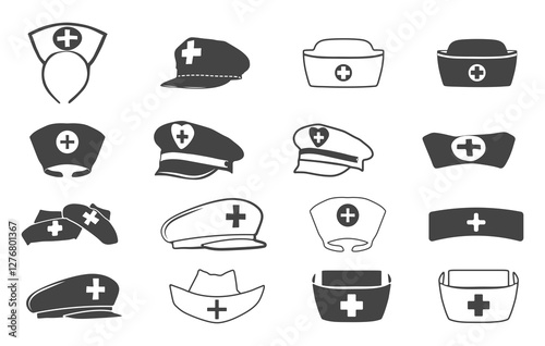 Nurse hat svg, Nurse hat silhouette, Medical nurse hat svg, Medical nurse hat silhouette, Nurse hat bundle 
