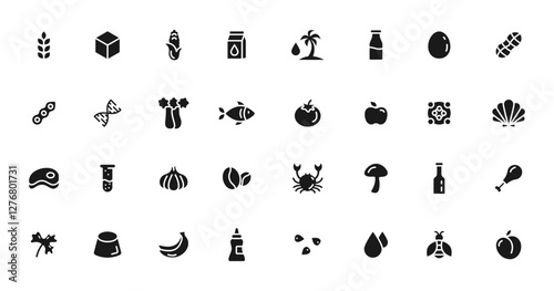 Food allergen set icon. Outline icon style. Simple vector design editable