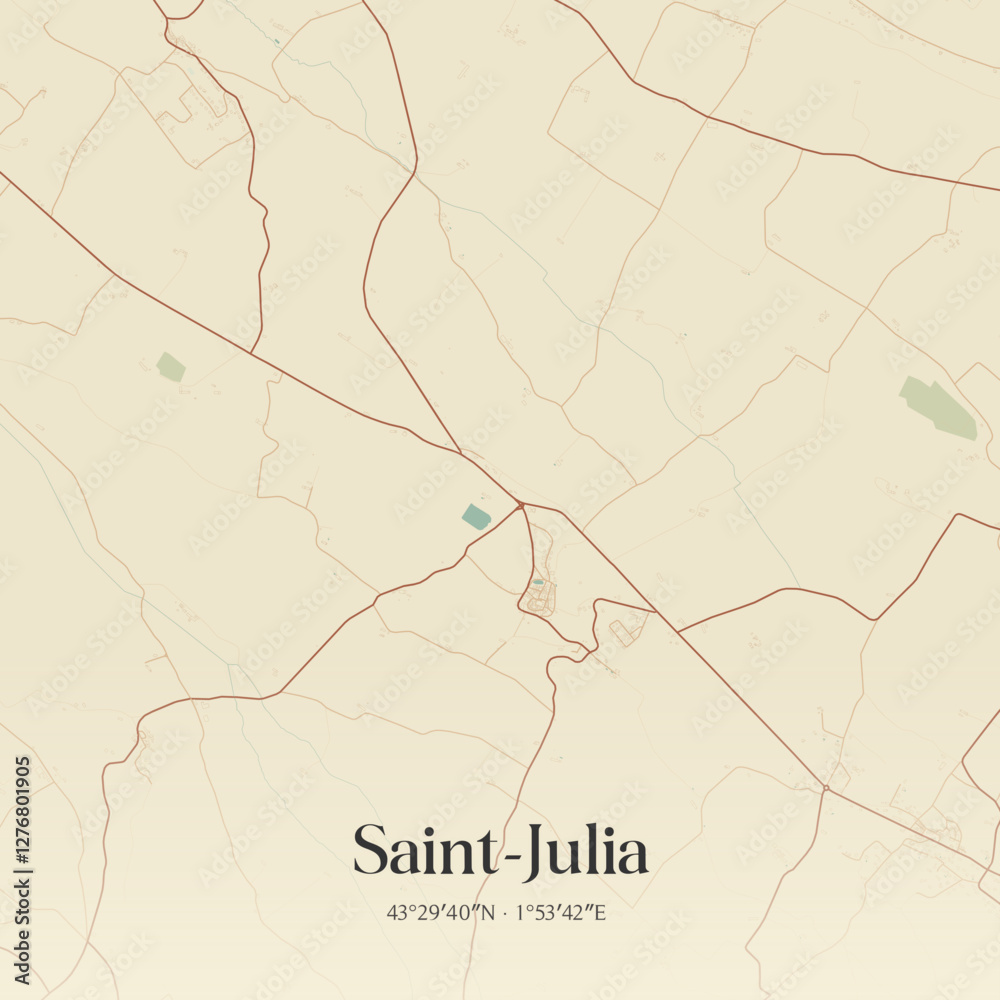 Fototapeta premium Vintage map of Saint-Julia, France.