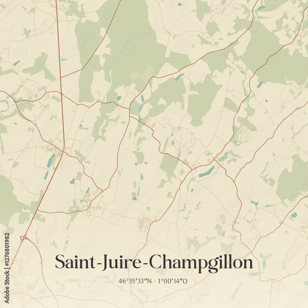 Fototapeta premium Vintage map of Saint-Juire-Champgillon, France.