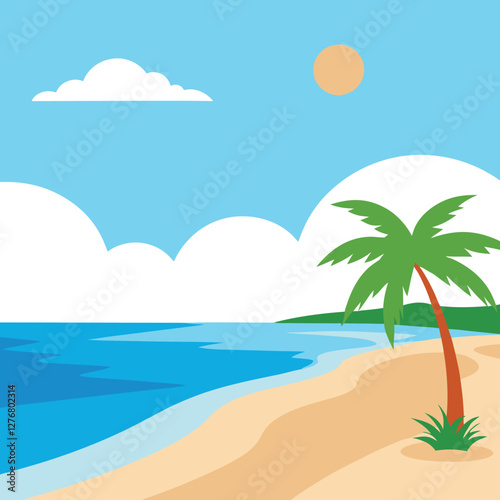 Clean see beach vector art illustration