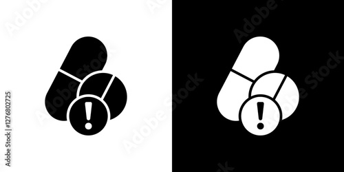 Overdose icon set. vector illustrations in black and white flat solid style