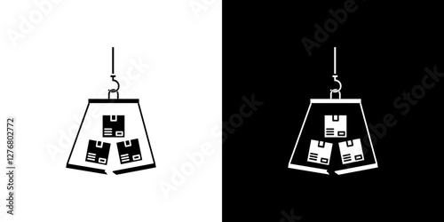 Overflow shipment icon set. vector illustrations in black and white flat solid style