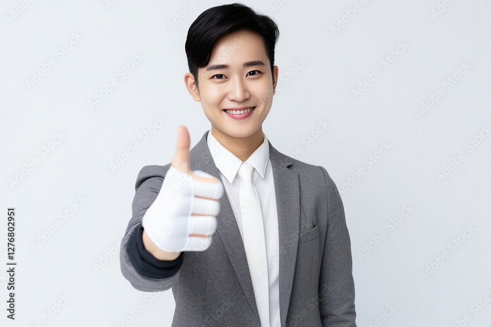 Generated AI portrait of person after accident in white bandage Generated AI portrait of person after accident in white bandage