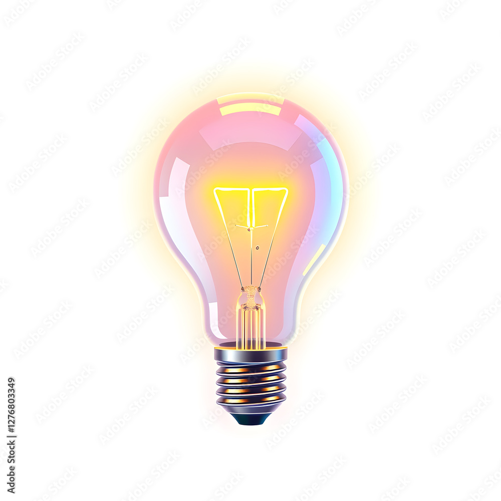 Light bulb holographic 3D icon. neon symbol vector illustration isolated on white background. Generative AI Light bulb holographic 3D icon. neon symbol vector illustration isolated on white background. Generative AI