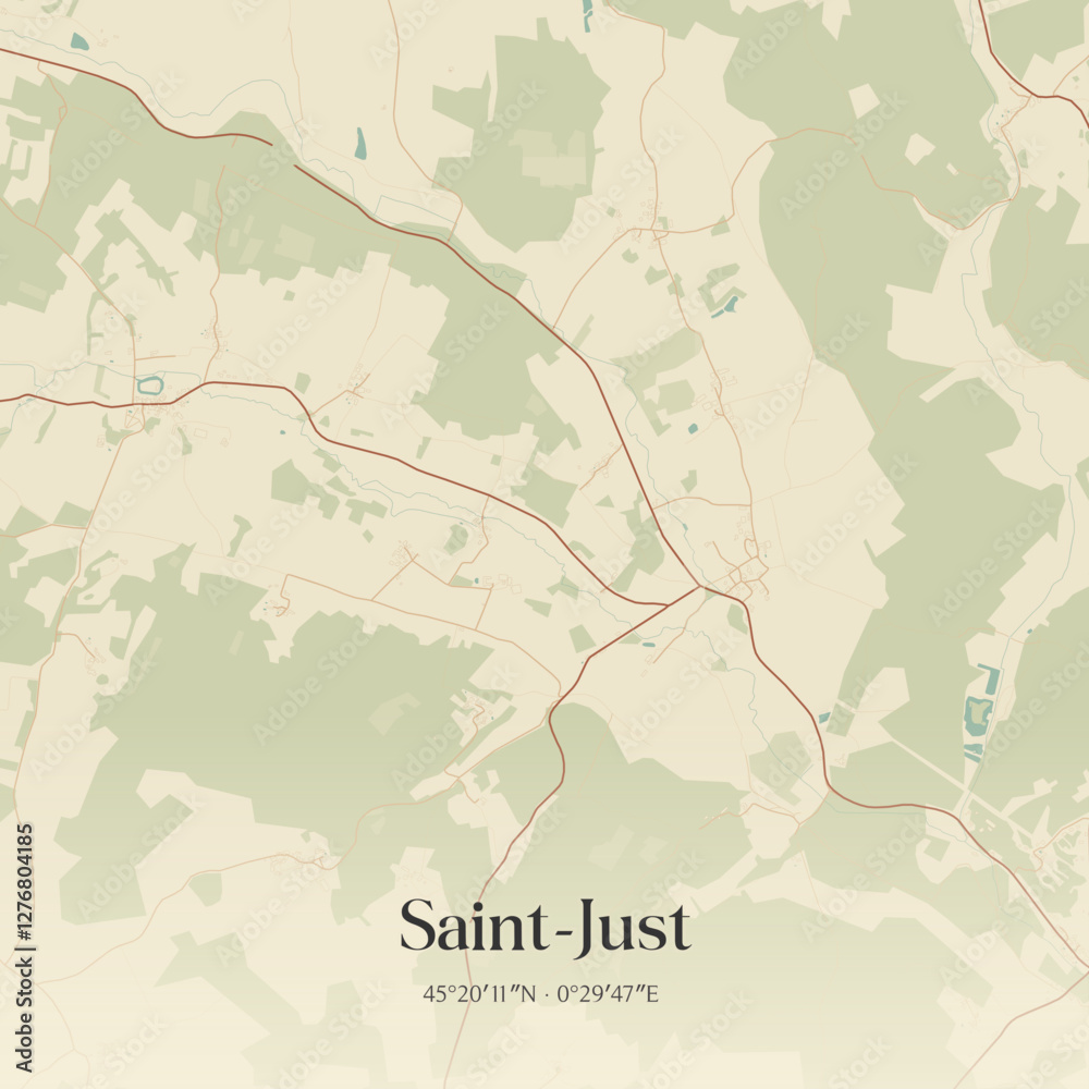 Obraz premium Vintage map of Saint-Just, France.