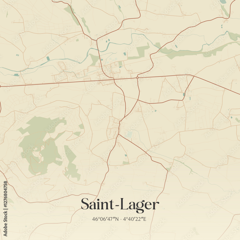 Fototapeta premium Vintage map of Saint-Lager, France.
