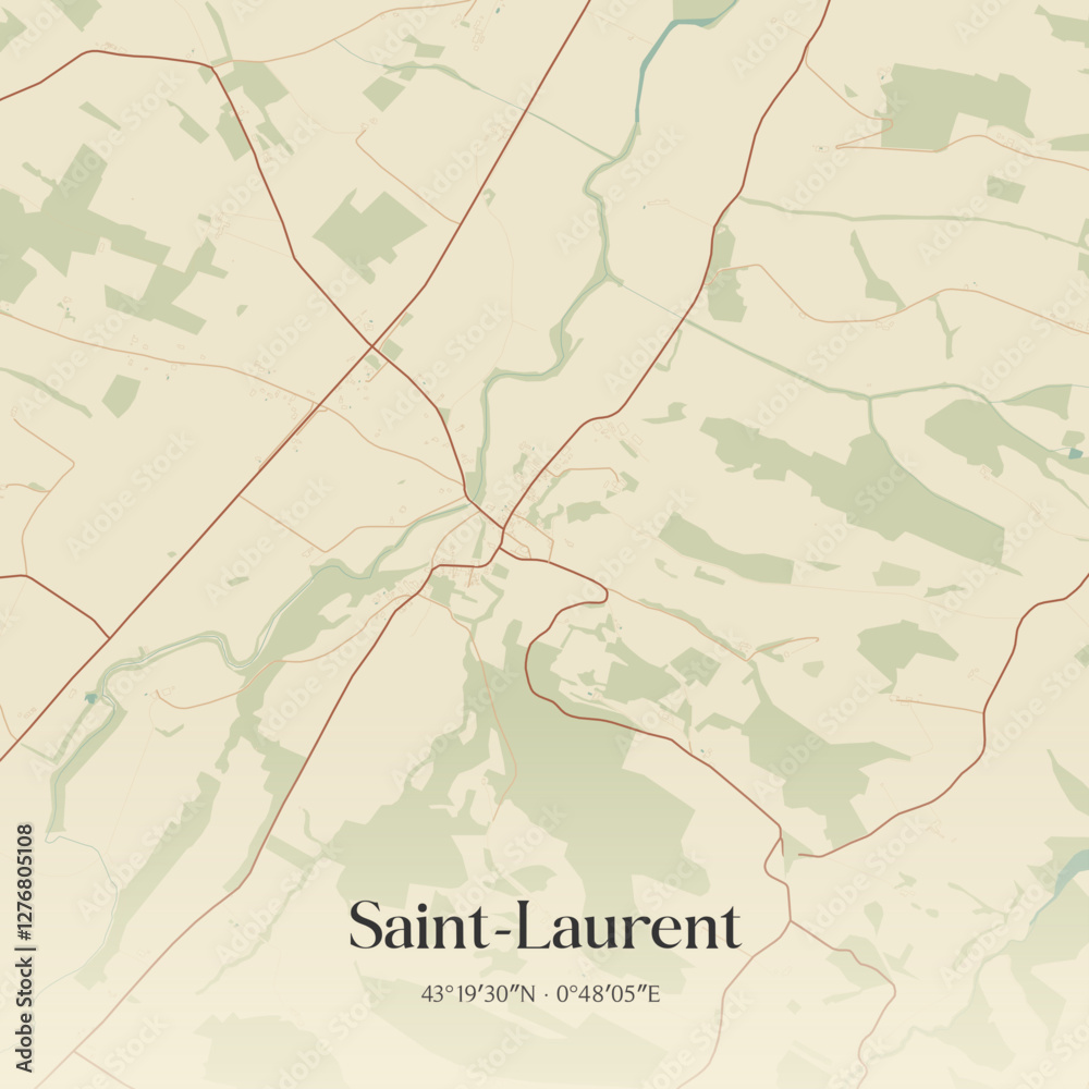 Fototapeta premium Vintage map of Saint-Laurent, France.
