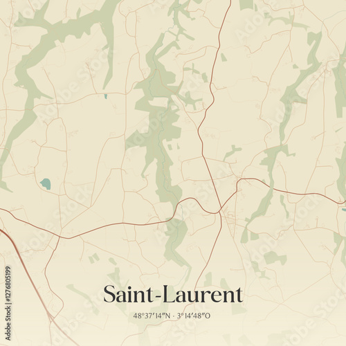 Vintage map of Saint-Laurent, France.