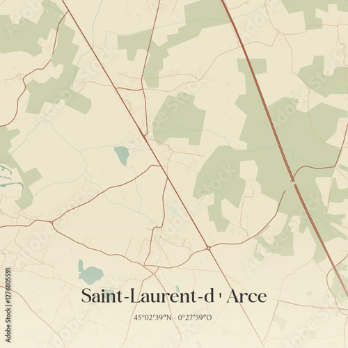 Vintage map of Saint-Laurent-d'Arce, France.