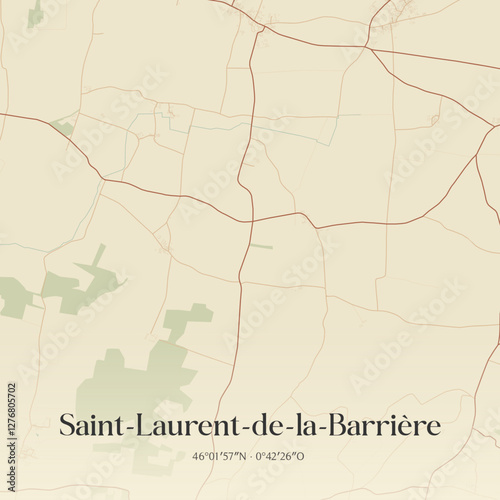 Vintage map of Saint-Laurent-de-la-Barrière, France.