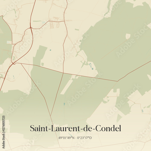 Vintage map of Saint-Laurent-de-Condel, France.