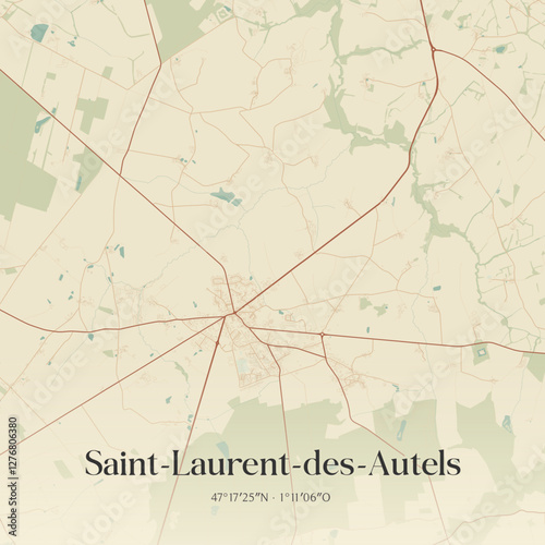 Vintage map of Saint-Laurent-des-Autels, France.