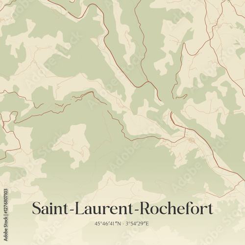 Vintage map of Saint-Laurent-Rochefort, France.