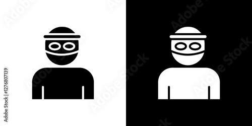 Robber icon set. vector illustrations in black and white flat solid style