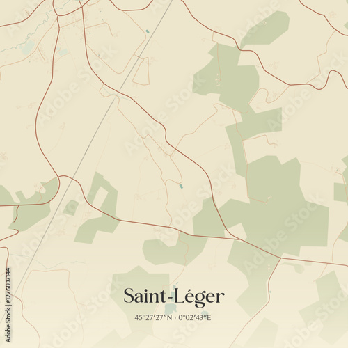 Vintage map of Saint-Léger, France.