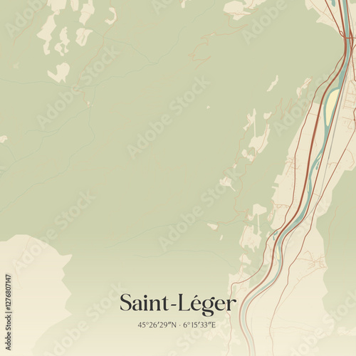 Vintage map of Saint-Léger, France.