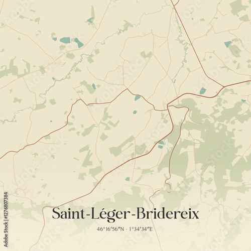 Vintage map of Saint-Léger-Bridereix, France.