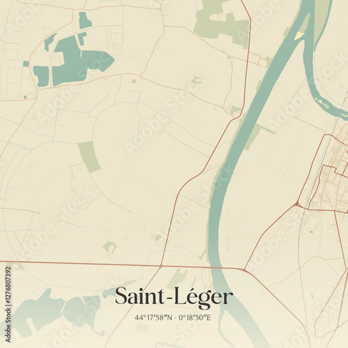 Vintage map of Saint-Léger, France.