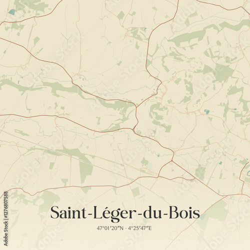 Vintage map of Saint-Léger-du-Bois, France.