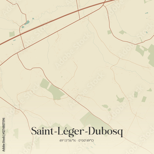 Vintage map of Saint-Léger-Dubosq, France.
