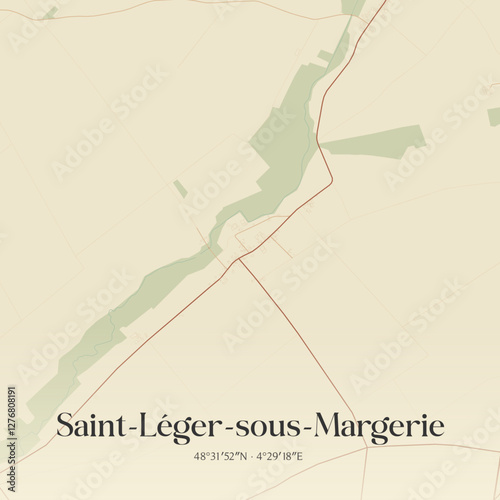 Vintage map of Saint-Léger-sous-Margerie, France.