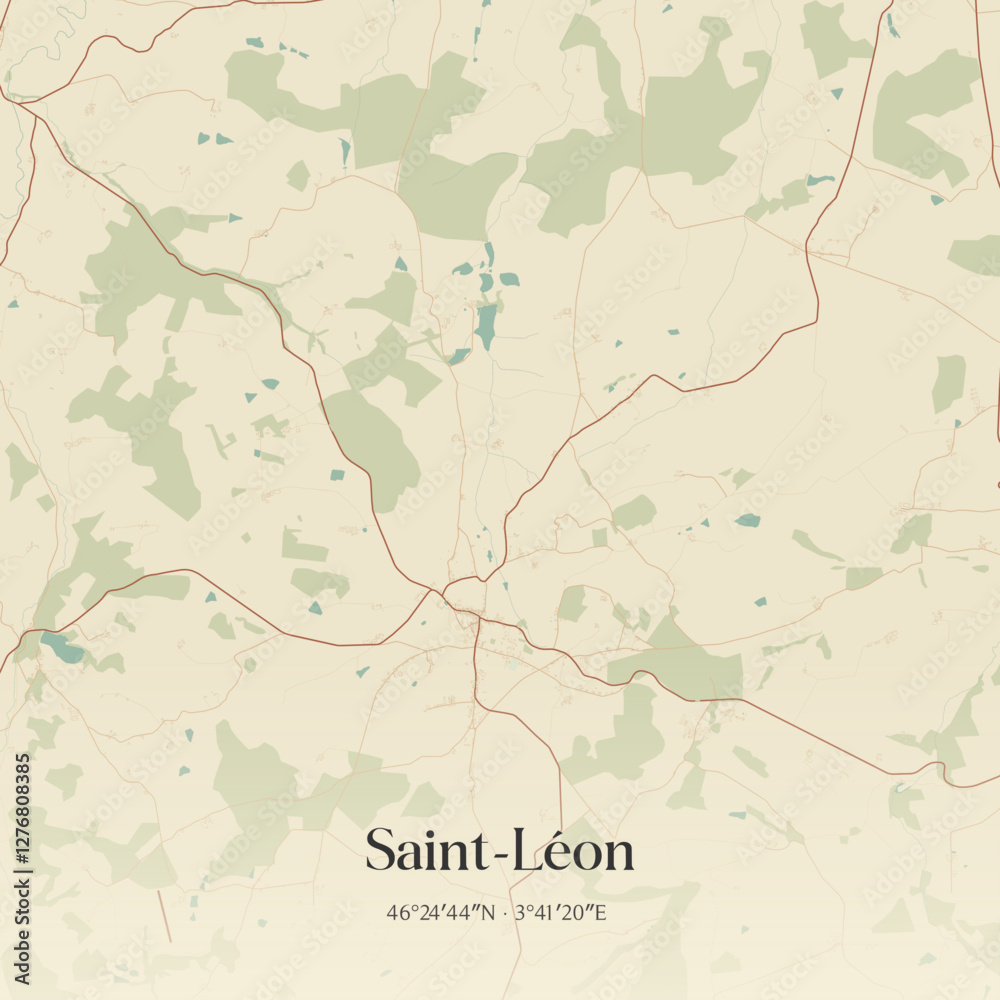 Fototapeta premium Vintage map of Saint-Léon, France.