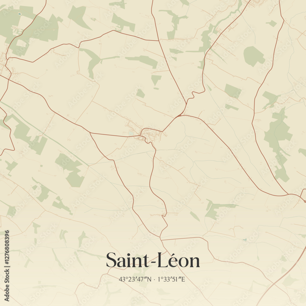 Fototapeta premium Vintage map of Saint-Léon, France.
