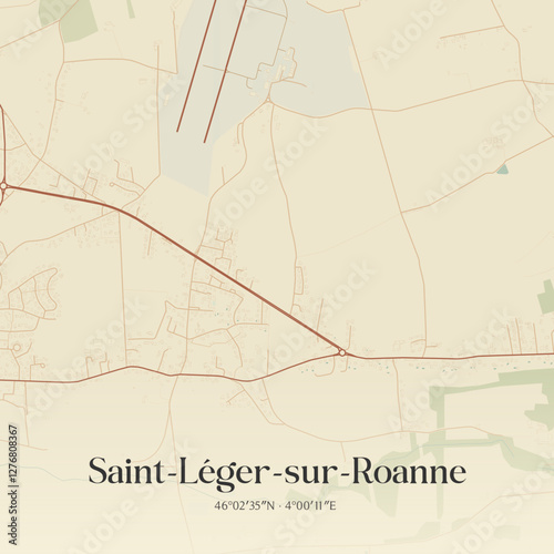 Vintage map of Saint-Léger-sur-Roanne, France.
