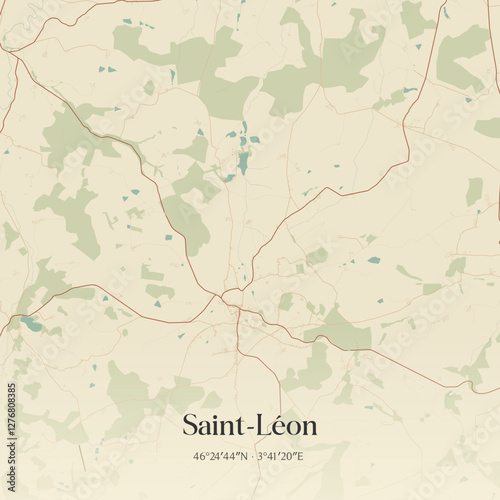 Vintage map of Saint-Léon, France.