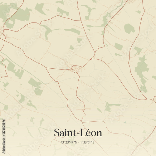 Vintage map of Saint-Léon, France.