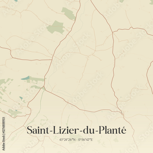 Vintage map of Saint-Lizier-du-Planté, France.