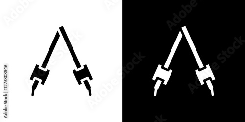 Shoulder strap icon set. vector illustrations in black and white flat solid style