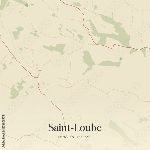Vintage map of Saint-Loube, France.
