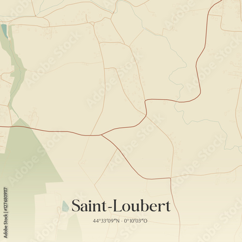 Vintage map of Saint-Loubert, France.