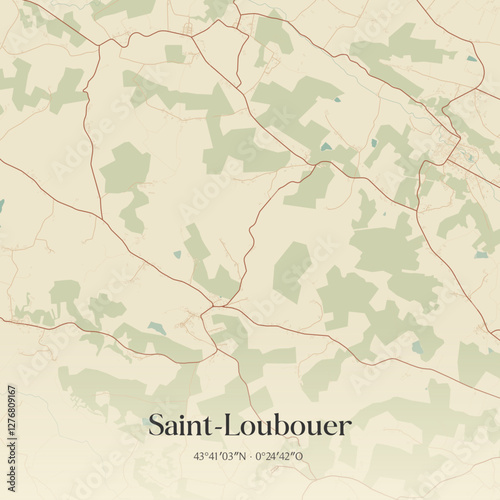 Vintage map of Saint-Loubouer, France.