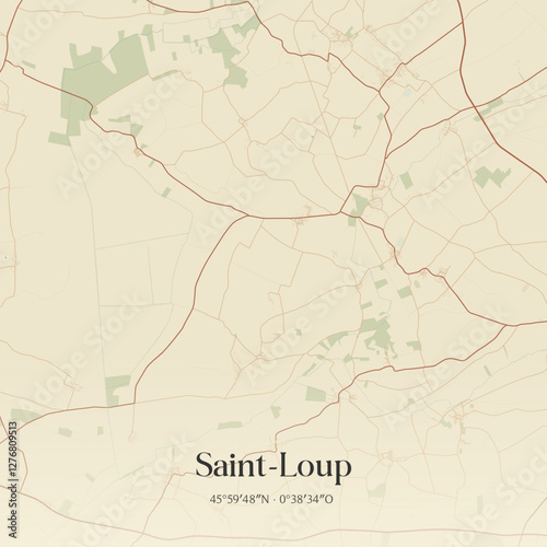 Vintage map of Saint-Loup, France.