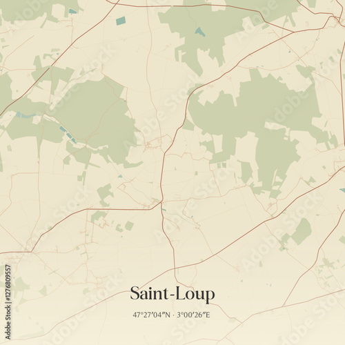 Vintage map of Saint-Loup, France.