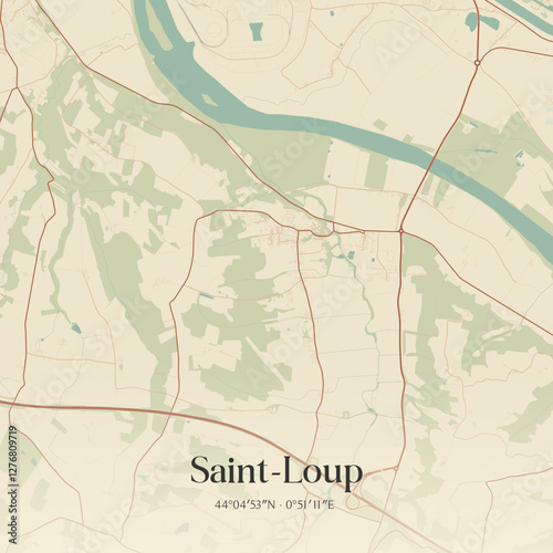 Vintage map of Saint-Loup, France.