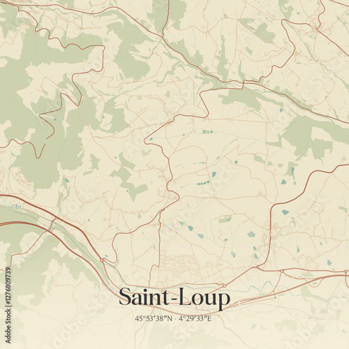 Vintage map of Saint-Loup, France.